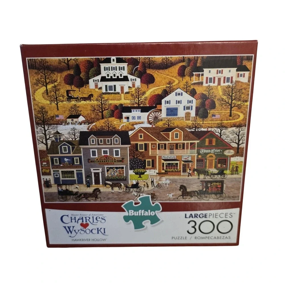 Buffalo Games Charles Wysocki Hawkriver Hollow 300 Pc Jigsaw Puzzle Town Scene